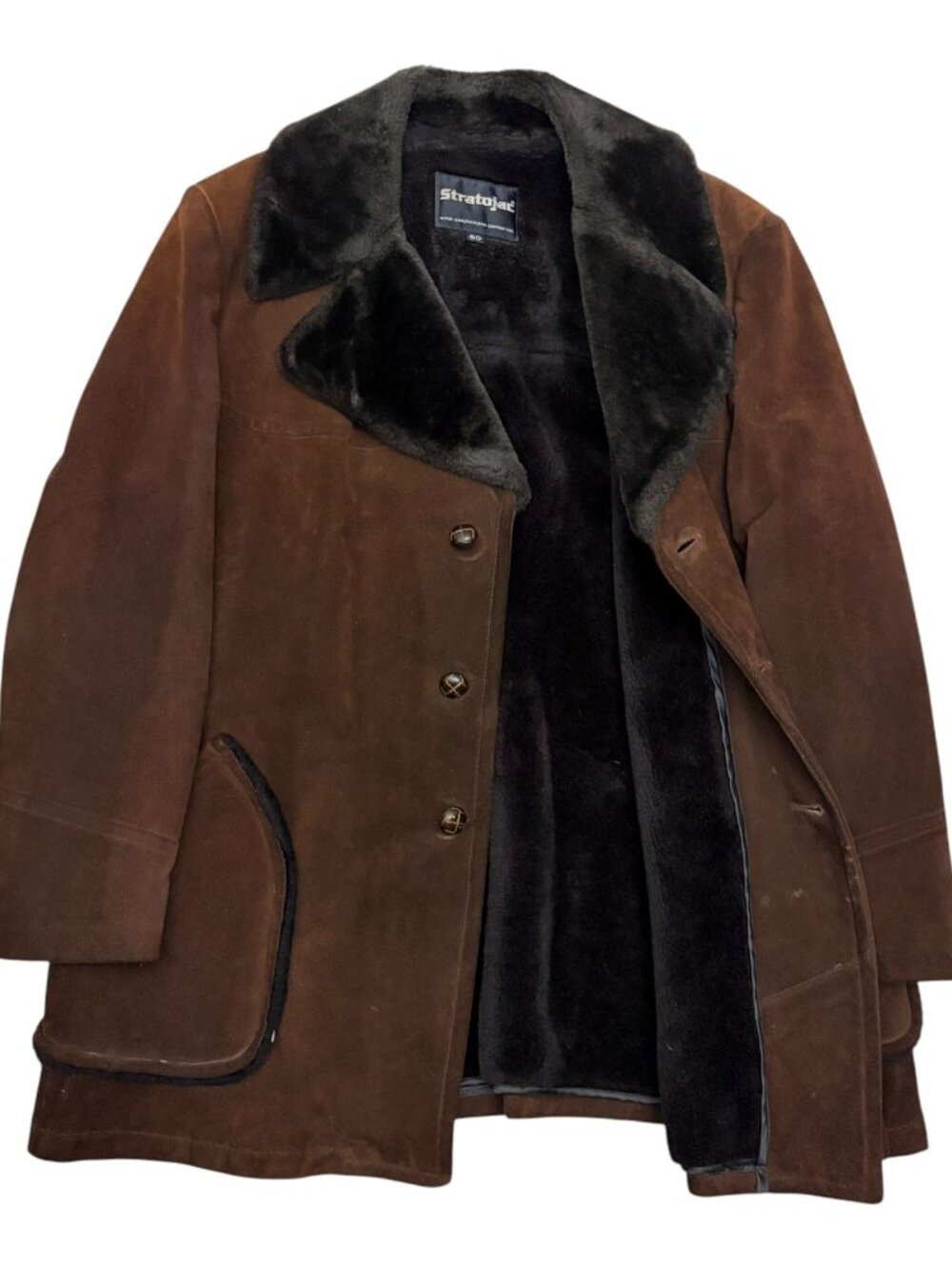 STUNNING VINTAGE 70s STRATOJAC Shearling Sheepskin LEATHER Coat Mens 2XL